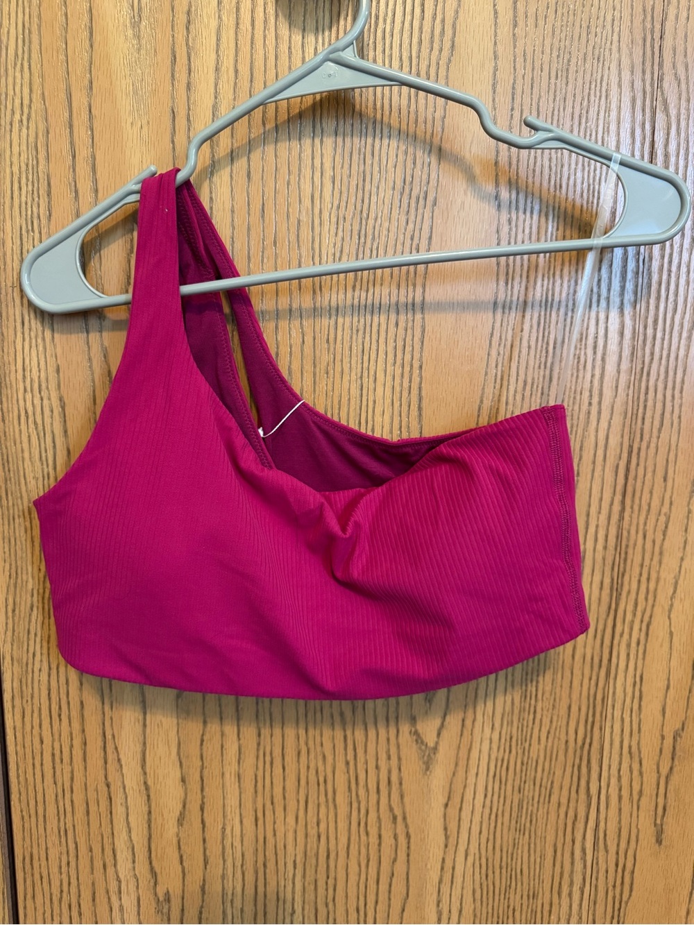 Lululemon Ribbed Nulu One-Shoulder Bra in Wild Berry